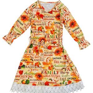 Little Girl Toddler Thanksgiving Turkey Halloween Pumpkin Pie Dress orange 2T 3T